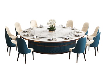 酒店現(xiàn)代時(shí)尚豪華電動(dòng)旋轉(zhuǎn)大理石餐桌