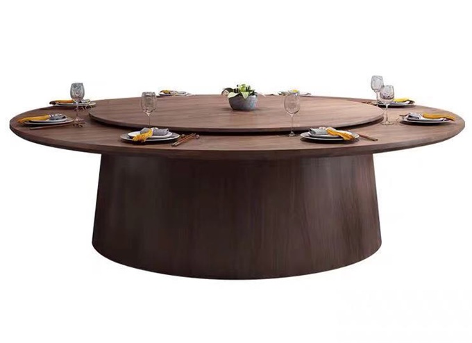 飯店包廂實(shí)木18到20人電動餐桌