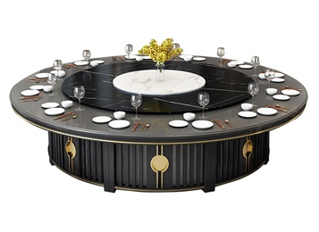 酒店3m歐式巖石板輕奢電動(dòng)餐桌