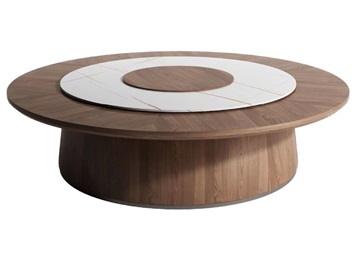 酒店新中式實(shí)木三十人電動大圓桌