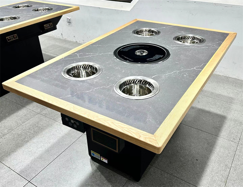 自助餐廳一人一鍋無煙小火鍋烤肉一體桌