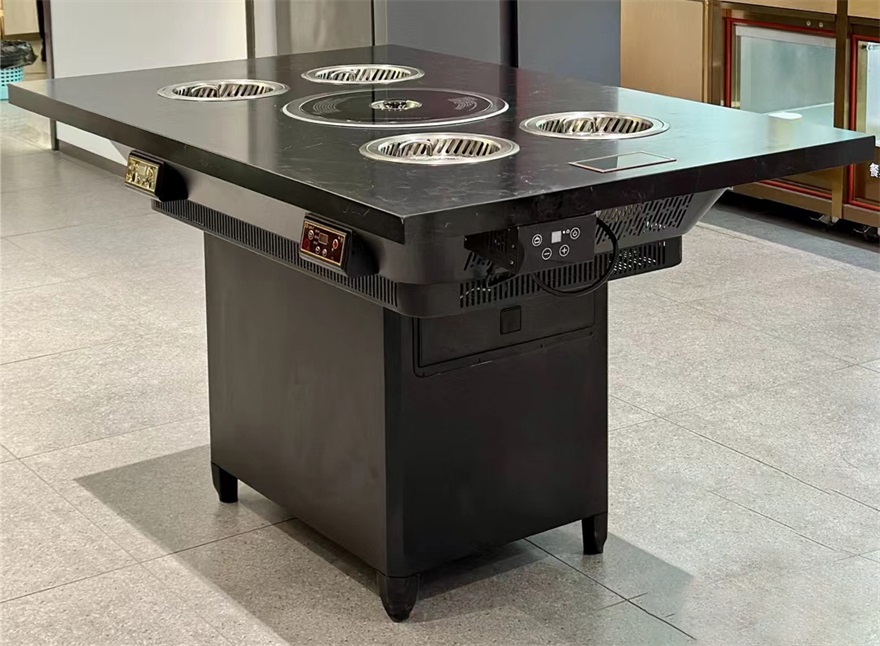 自助烤肉涮鍋一體桌_下排排煙火鍋燒烤一體桌