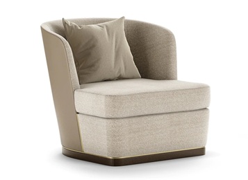 高級(jí)會(huì)所北歐休閑實(shí)木棉麻布藝軟包單人沙發(fā)