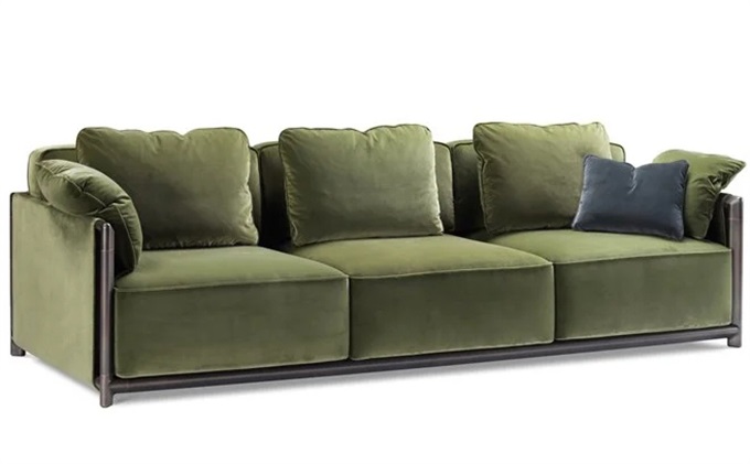 會所北歐現代不銹鋼簡約布藝軟包沙發