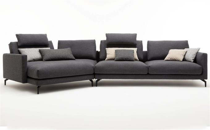 養生會所意式極簡轉角異形布藝沙發