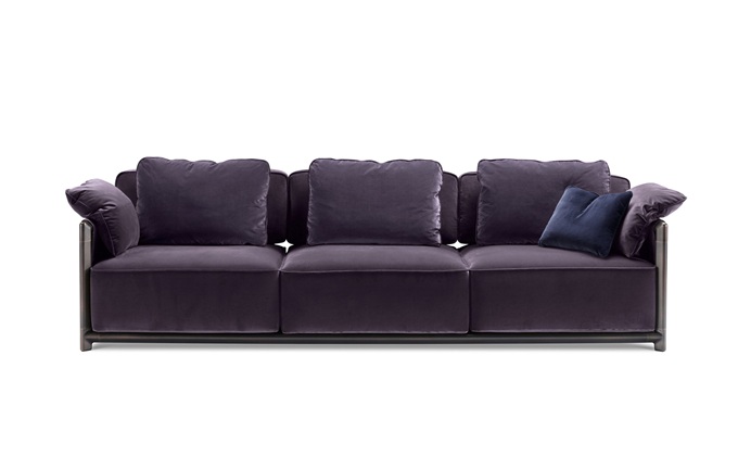 酒店會(huì)所簡(jiǎn)約不銹鋼麻絨布藝軟包沙發(fā)