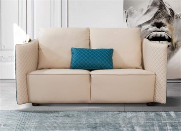 休閑會所大廳皮革軟包雙人位沙發