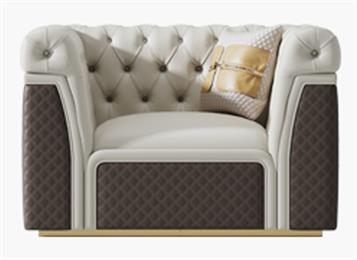 酒店會所客廳現代簡約單人皮藝沙發