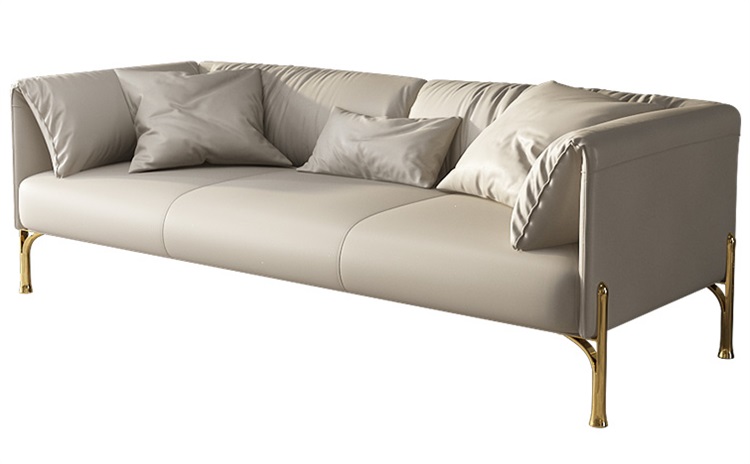 休閑會所意式極簡不銹鋼皮藝沙發