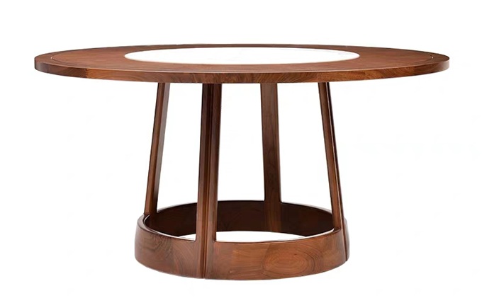 別墅會所新中式餐廳實木圓桌