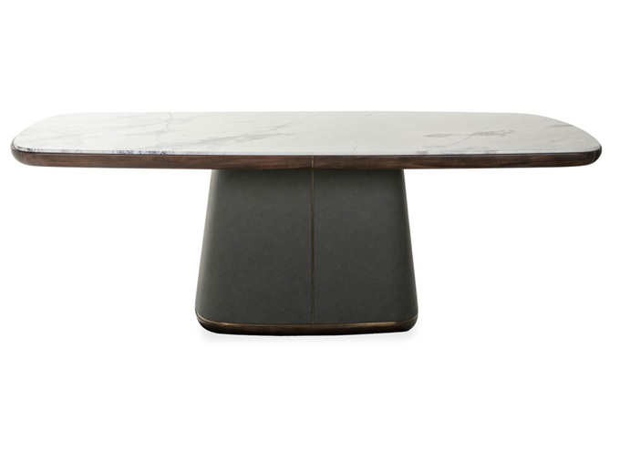 休閑會所新中式大理石橢圓形桌子