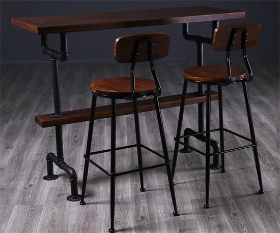 中式復(fù)古酒吧實(shí)木鐵藝酒吧桌家具