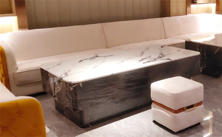 美式ktv酒吧鐵藝巖石板長方形茶幾