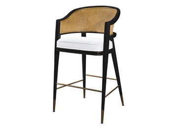 咖啡廳休閑實(shí)木藤編吧臺(tái)高腳椅