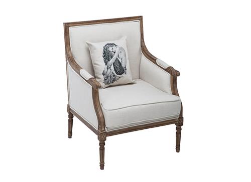 復古美式鄉(xiāng)村咖啡廳實木布藝單人沙發(fā)