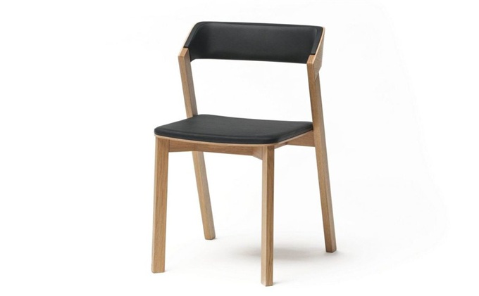 員工食堂實(shí)木皮革椅子