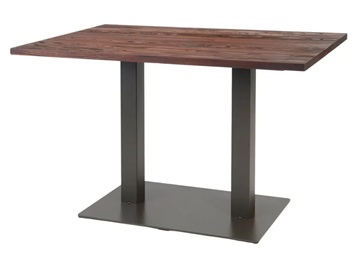 企業(yè)食堂做舊實(shí)木鐵藝雙腳餐桌