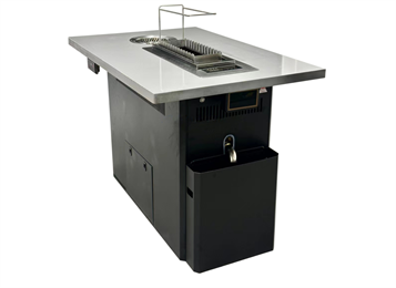 自助烤串店不銹鋼自動(dòng)翻轉(zhuǎn)無煙火鍋烤串一體桌