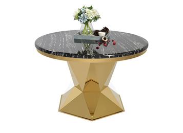 歐式簡約現(xiàn)代圓形不銹鋼餐桌 大理石餐桌