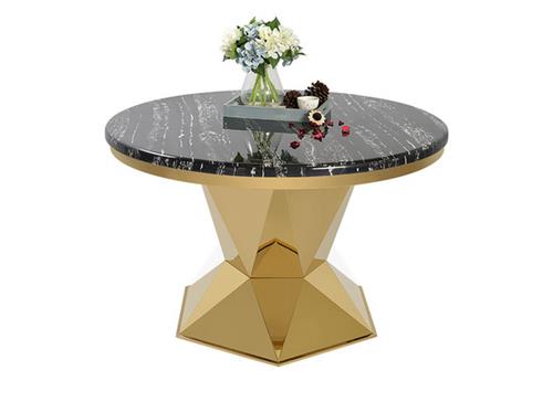 歐式簡約現(xiàn)代圓形不銹鋼餐桌 大理石餐桌