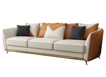 西餐廳美式簡約現(xiàn)代不銹鋼皮革沙發(fā)