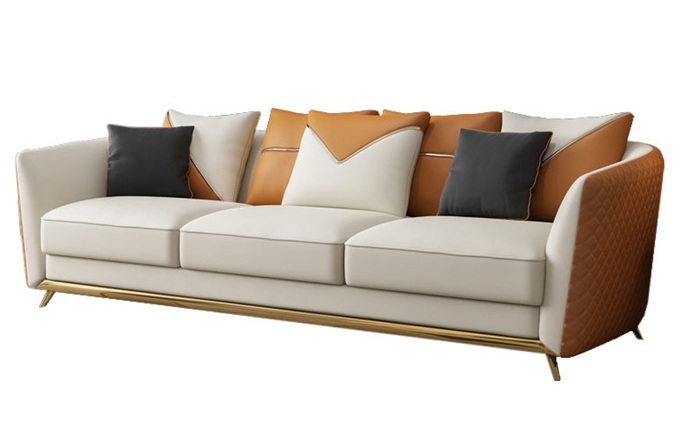 西餐廳美式簡約現(xiàn)代不銹鋼皮革沙發(fā)