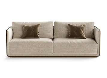 意式西餐廳休閑布藝雙人沙發(fā)