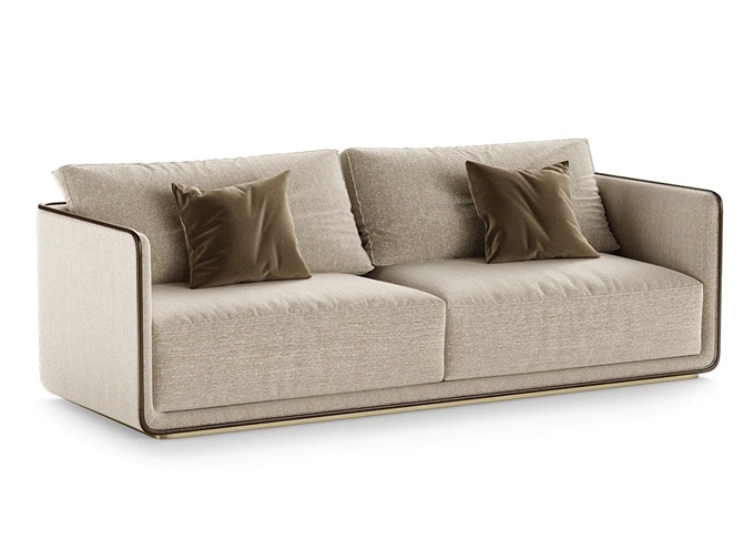 意式西餐廳休閑布藝雙人沙發(fā)