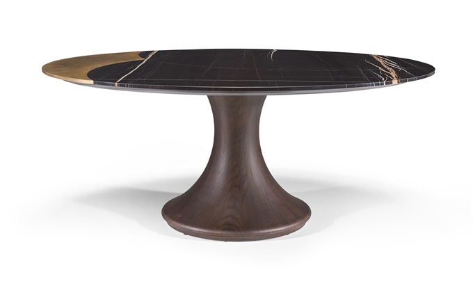 高端西餐廳時(shí)尚輕奢大理石圓桌