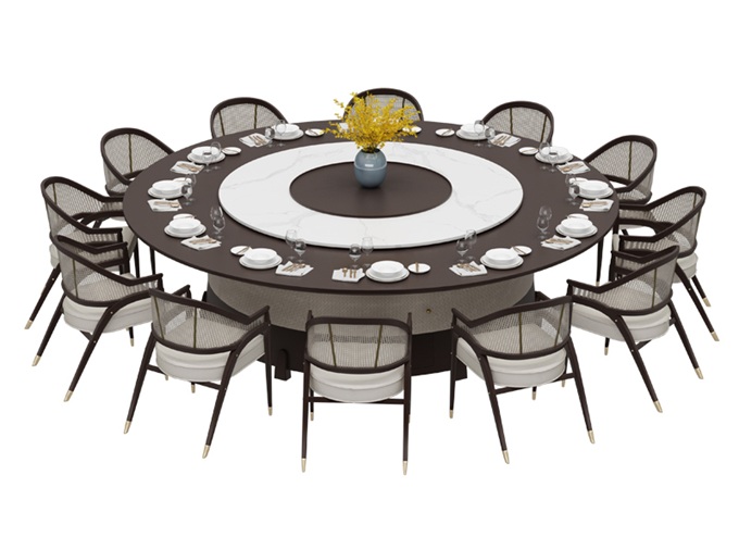 酒店宴會餐桌大理石自動旋轉(zhuǎn)大圓桌