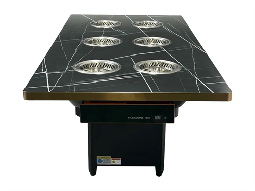 時(shí)尚黑金巖板無煙火鍋?zhàn)溃蝗艘诲仧o油煙設(shè)計(jì)