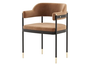 中餐廳現(xiàn)代簡(jiǎn)約鐵藝絨皮靠背餐椅