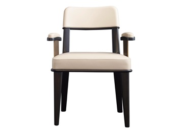 客家菜館時(shí)尚實(shí)木皮革靠背椅子