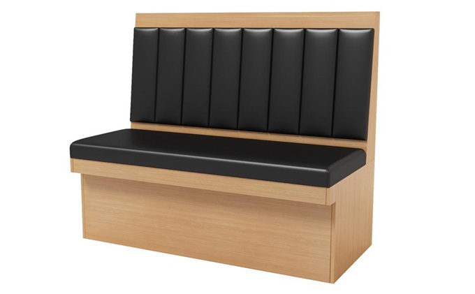 粵菜主題餐廳實(shí)木框架卡座沙發(fā)