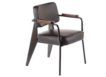 民謠清吧工業(yè)風皮革軟包靠背椅