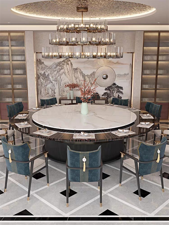 會(huì)所輕奢大理石電動(dòng)餐桌